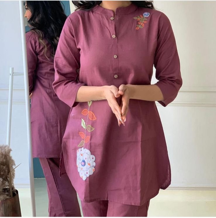 Pure Cotton Slub Handwork Co-Ord Set